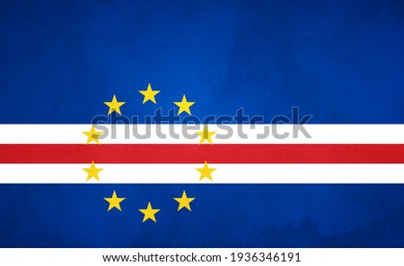 Watercolor texture flag of Cape Verde. Creative grunge flag of Cape Verde country with shining background