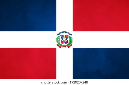 Watercolor texture flag of Dominican Republic. Creative grunge flag of Dominican Republic country with shining background
