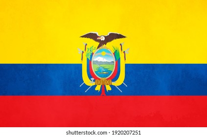 Aquarellfarbenflagge von Ecuador. Creative Grunge Flagge Ecuadors Land mit glänzendem Hintergrund