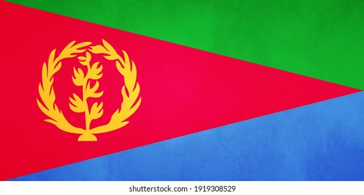 Aquarell-Texturflagge von f. Kreative Grunge-Flagge des Landes Eritrea mit glänzendem Hintergrund