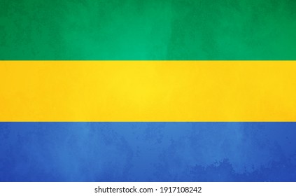 Watercolor texture flag of Gabon. Creative grunge flag of Gabon country with shining background