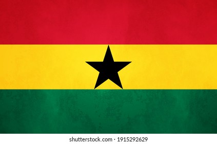 Watercolor texture flag of Ghana. Creative grunge flag of Ghana country with shining background