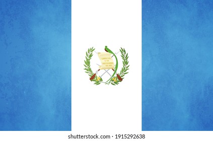 Watercolor texture flag of Guatemala. Creative grunge flag of Guatemala country with shining background