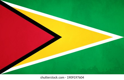 Watercolor texture flag of Guyana. Creative grunge flag of Guyana country with shining background