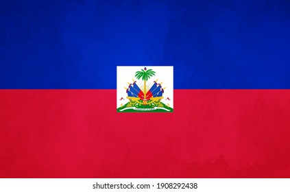 Watercolor texture flag of Haiti. Creative grunge flag of Haiti country with shining background