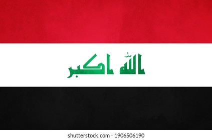 Watercolor texture flag of Iraq. Creative grunge flag of Iraq country with shining background