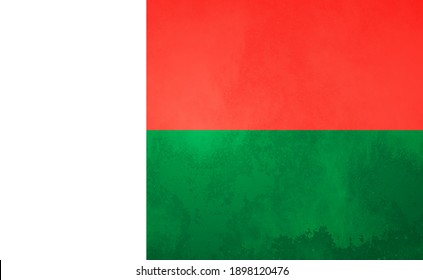 Bandera de textura acuarela de Madagascar. Bandera griega creativa del país de Madagascar con un brillante fondo