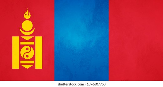 Watercolor texture flag of Mongolia. Creative grunge flag of Mongolia country with shining background