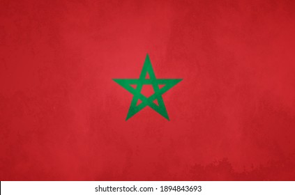 Watercolor texture flag of Morocco. Creative grunge flag of Morocco country with shining background