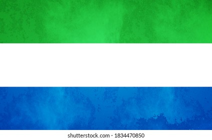 Watercolor texture flag of Sierra Leone. Creative grunge flag of Sierra Leone country with shining background