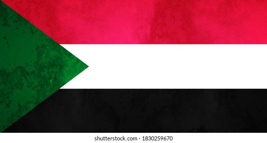 Aquarell-Texturflagge des Sudan. Kreative Grunge-Flagge des Sudan-Landes mit glänzendem Hintergrund