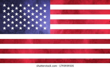 Watercolor texture flag of United States of America. Creative grunge flag of United States of America country with shining background