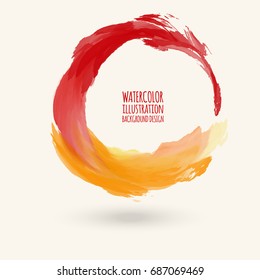 Watercolor texture. Ink round stroke on white background. Simple style. Vector illustration of grunge circle stains.