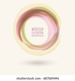 Watercolor texture. Ink round stroke on white background. Simple style. Vector illustration of grunge circle stains.