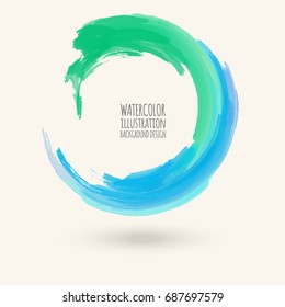 Watercolor texture. Ink round stroke on white background. Simple style. Vector illustration of grunge circle stains.