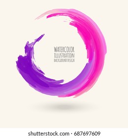 Watercolor texture. Ink round stroke on white background. Simple style. Vector illustration of grunge circle stains.