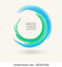 Watercolor texture. Ink round stroke on white background. Simple style. Vector illustration of grunge circle stains.