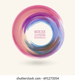 Watercolor texture. Ink round stroke on white background. Simple style. Vector illustration of grunge circle stains.