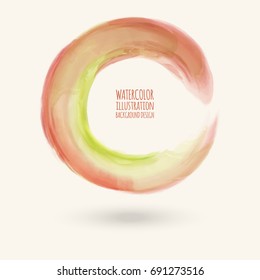 Watercolor texture. Ink round stroke on white background. Simple style. Vector illustration of grunge circle stains.