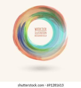 Watercolor texture. Ink round stroke on white background. Simple style. Vector illustration of grunge circle stains.