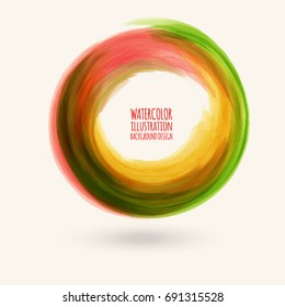 Watercolor texture. Ink round stroke on white background. Simple style. Vector illustration of grunge circle stains.