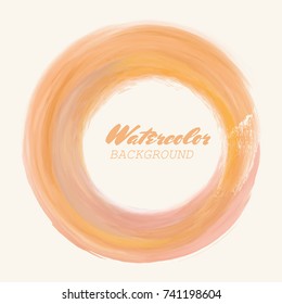 Watercolor texture. Ink round stroke on white background. Simple style. Vector illustration of grunge circle stains.