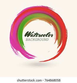 Watercolor texture. Ink round stroke on white background. Simple style. Vector illustration of grunge circle stains.