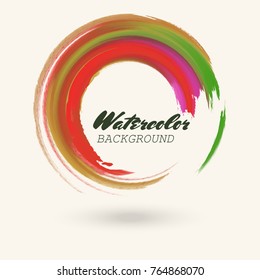 Watercolor texture. Ink round stroke on white background. Simple style. Vector illustration of grunge circle stains.