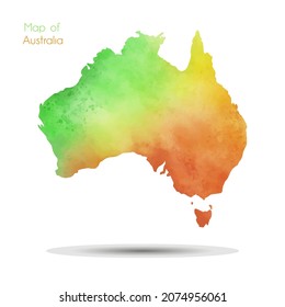Watercolor texture map of Australia