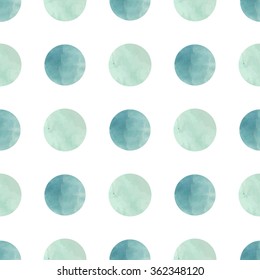 Watercolor texture. Seamless pattern. Watercolor circles in pastel colors on white background. Pastel colors and romantic delicate design. Polka Dot Pattern. Fresh and Mint Colors.