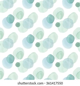 Watercolor texture. Seamless pattern. Watercolor transparent circles in pastel colors white background. Pastel colors and romantic delicate design. 