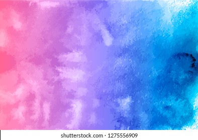 Watercolor texture vector background. Purple blue gradient aquarelle painting. Colorful watercolor stains. Scrapbooking paper. Easy to edit template for your artworks.