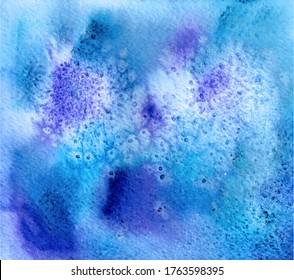 Watercolor texture vector cosmic blue background with stars
