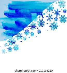 watercolor texture vector snowflakes in blue 
