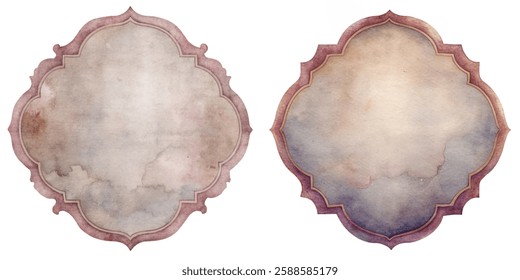 watercolor texture, vintage frame, soft hues, artistic background, elegant design, abstract shapes, versatile use.