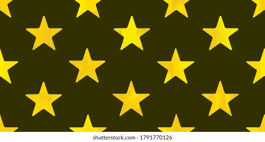 Watercolor textured. Star background. Seamless pattern. Vector.