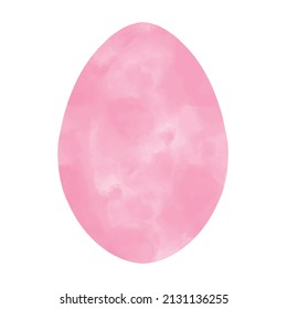 Watercolor textured vector illustration of pastel pink Easter egg. Hand painted spring water colour clip art element isolated on white background
