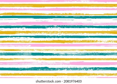 Watercolor thin rough stripes vector seamless pattern. Elegant tartan plaid print design. Grainy texture rough stripes, lines on white background. Endless backdrop.