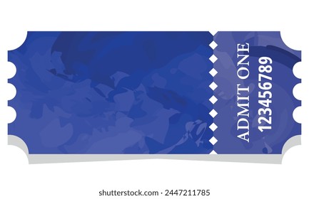 Watercolor ticket template with place for text in blue.Vector illustration