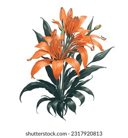 Watercolor Tiger Lily Vector: This vector illustration beautifully captures the grace and allure of the Tiger Lily flower. Painted with delicate watercolor strokes, the vibrant colors and intricate.