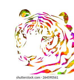 Watercolor tiger. Vector