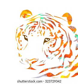 Watercolor tiger. Vector
