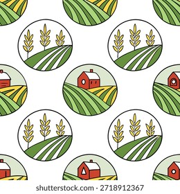 Watercolor tiles seamless background featuring organic farming for World Food Day concept as Camera movement Zoom into the watercolor tiles depicting organic farming. Scene Various scenes of organic farms. Detail Watercolor textures highlighting sustainable farming practices. in Photo Stock Concept , copy space for advertisement or banner with high Quality Detail --ar 7:2
