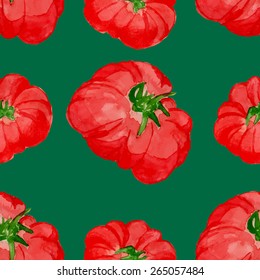 watercolor  tomato seamless pattern. vector pattern. hand drawn