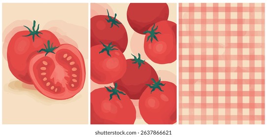 Watercolor Tomato Set  Cozy Botanical Illustrations in Warm Natural Tones	