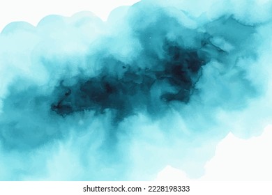 Watercolor torquoise, blue stain, blotch. Abstract artistic background, wallpaper, texture. 