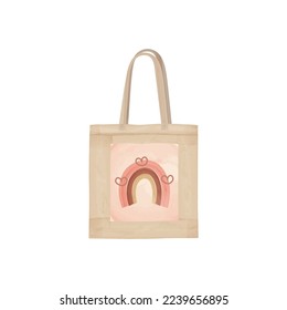 Watercolor tote bag Clipart. ilustración del icono de la bolsa de mano