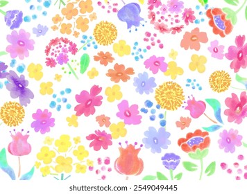 Watercolor Touch Floral Pattern Vector Illustration