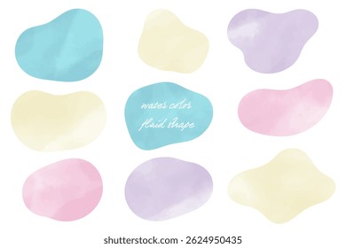 Watercolor touch fluid shapes Abstract various shapes illustration set Scandinavian colors Emotional Watercolor