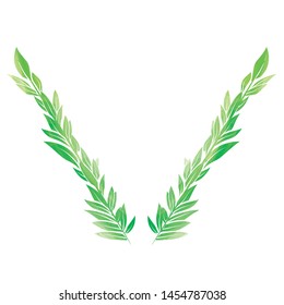 Watercolor touch laurel wreath illustration, frame,vector data
